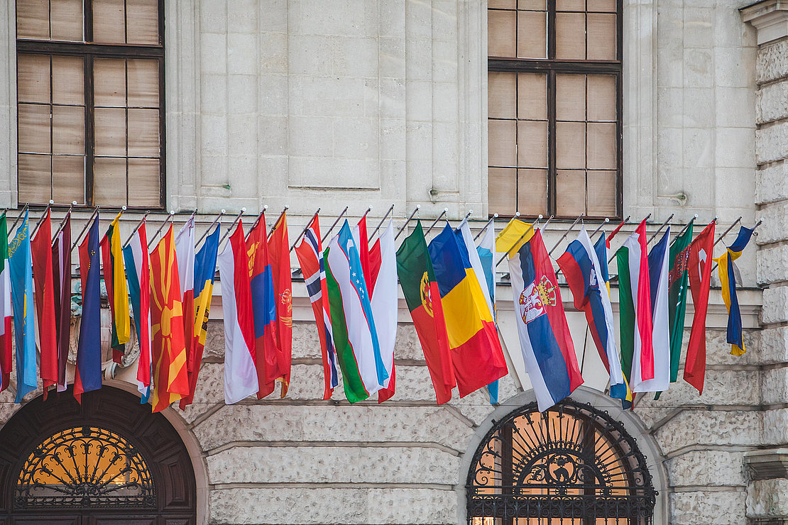 view of countries flags in on raw european