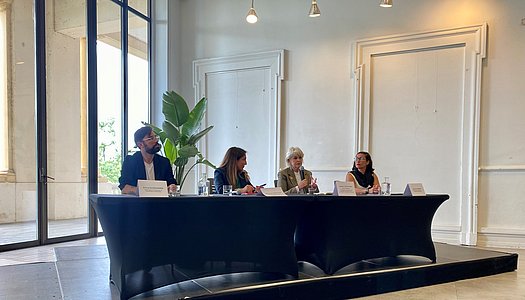 De gauche à droite : Arnaud Alessandrin, Marie-Laure Mestelan, Isabelle Lonvis Rome et Johanna Dagorn.