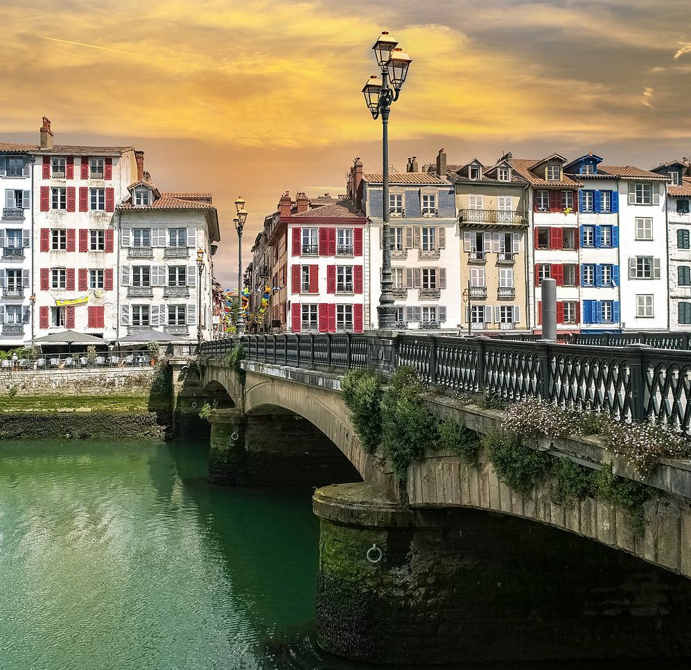 Bayonne in the pays Basque, typical facades