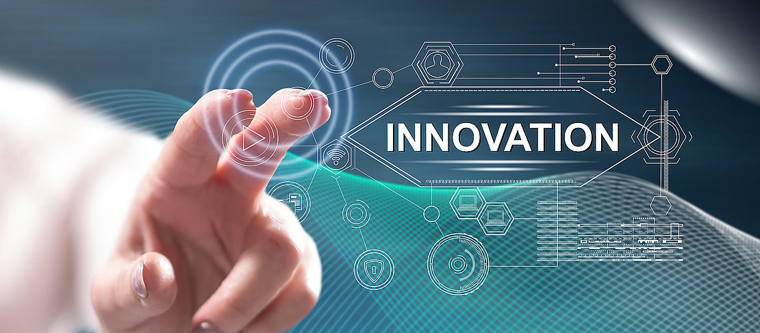 Woman touching an innovation concept