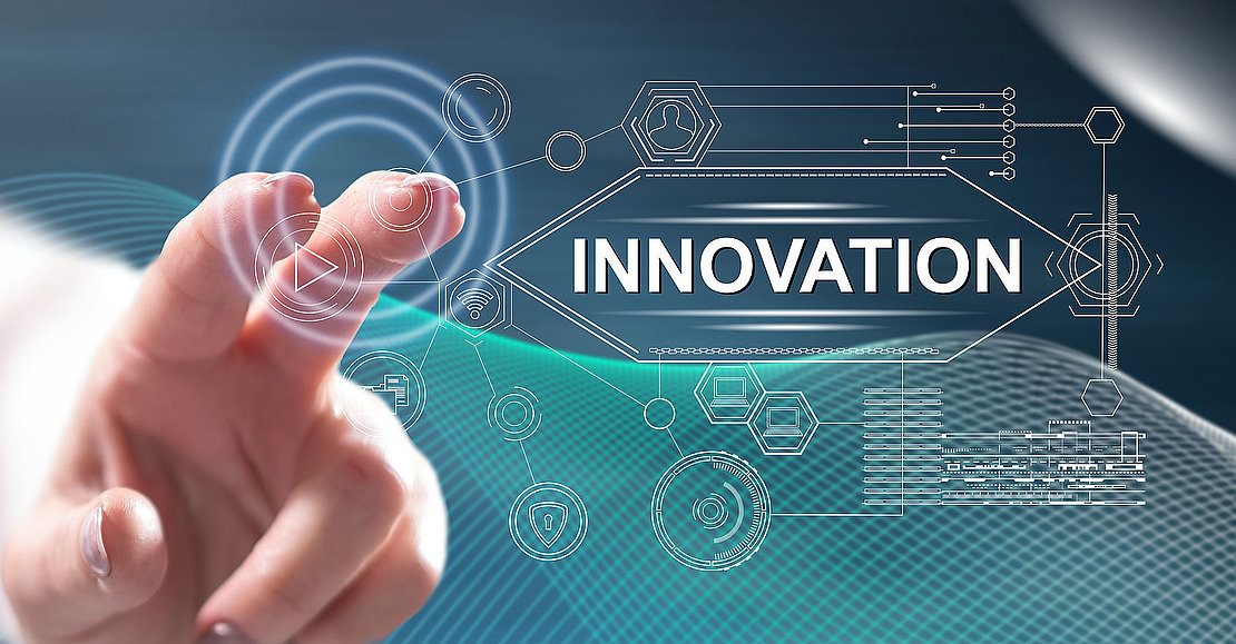 Woman touching an innovation concept