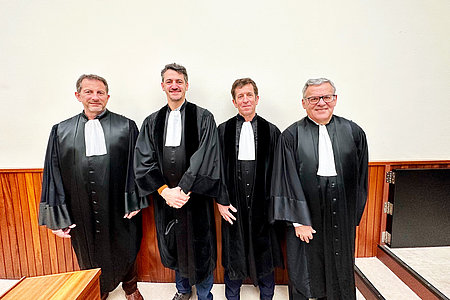 Les 4 nouveaux juges du Tribunal de Commerce de Bayonne, de gauche à droite : Régis Darrieumerlou, Fabien Rodes, Patrick Artola et Christophe Lesperon © YR