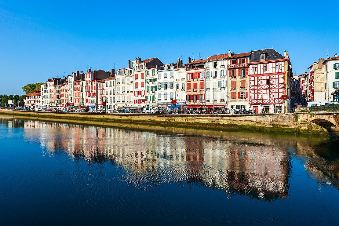 Colorful houses in Bayonne, France