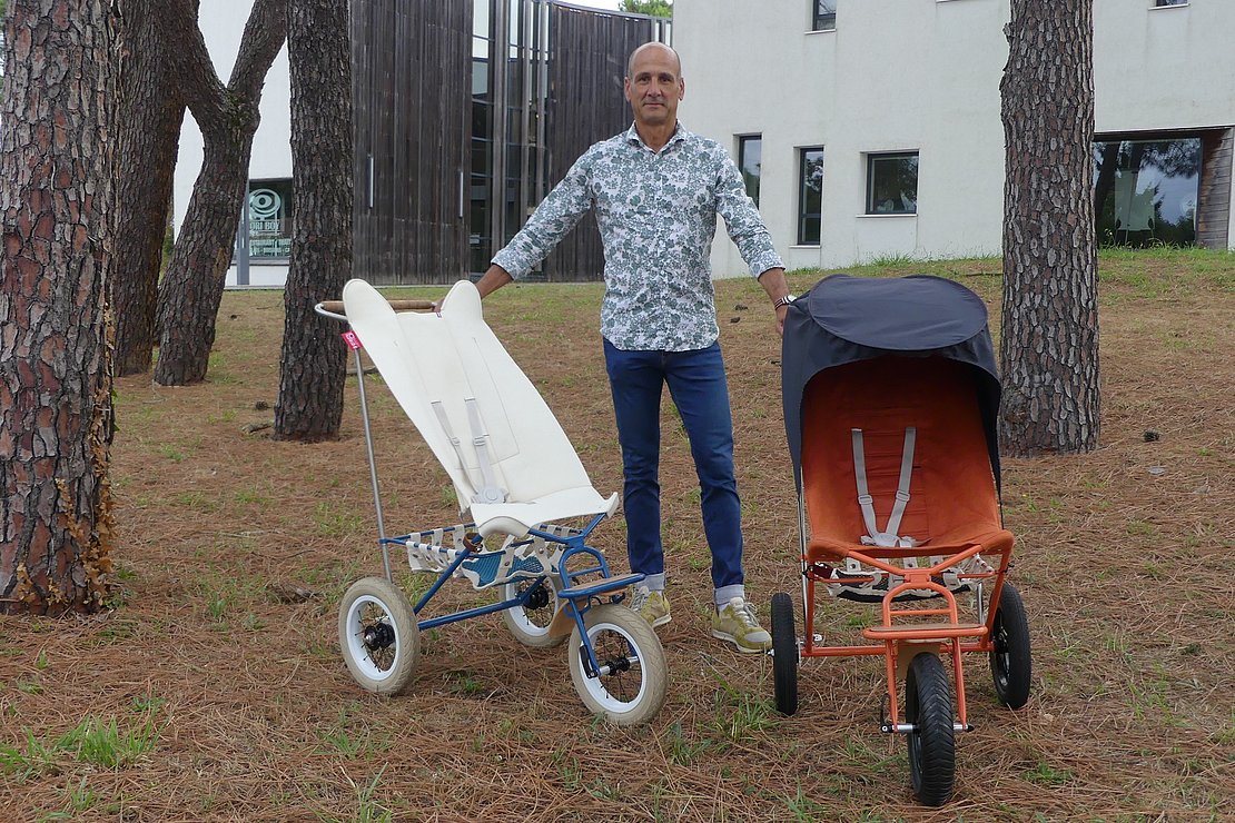 Pierre-Yves Batté a conçu une poussette simple, maniable, peu encombrante, élégante et de fabrication française