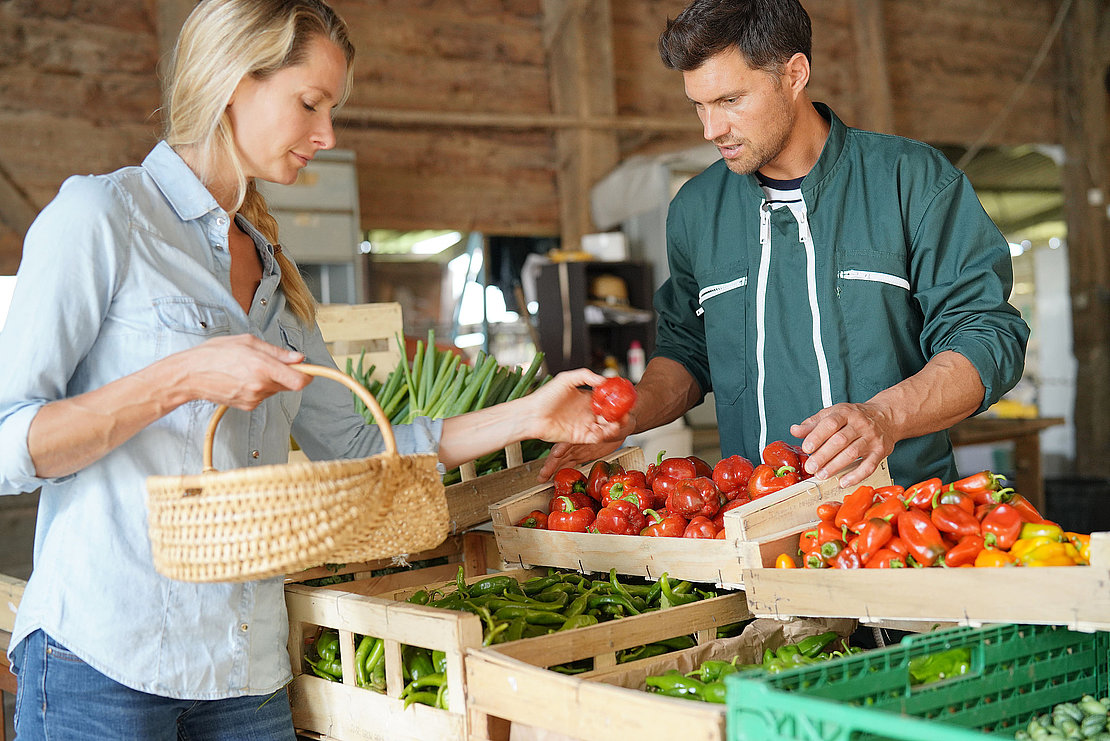 Farmer selling products directly fom the farm