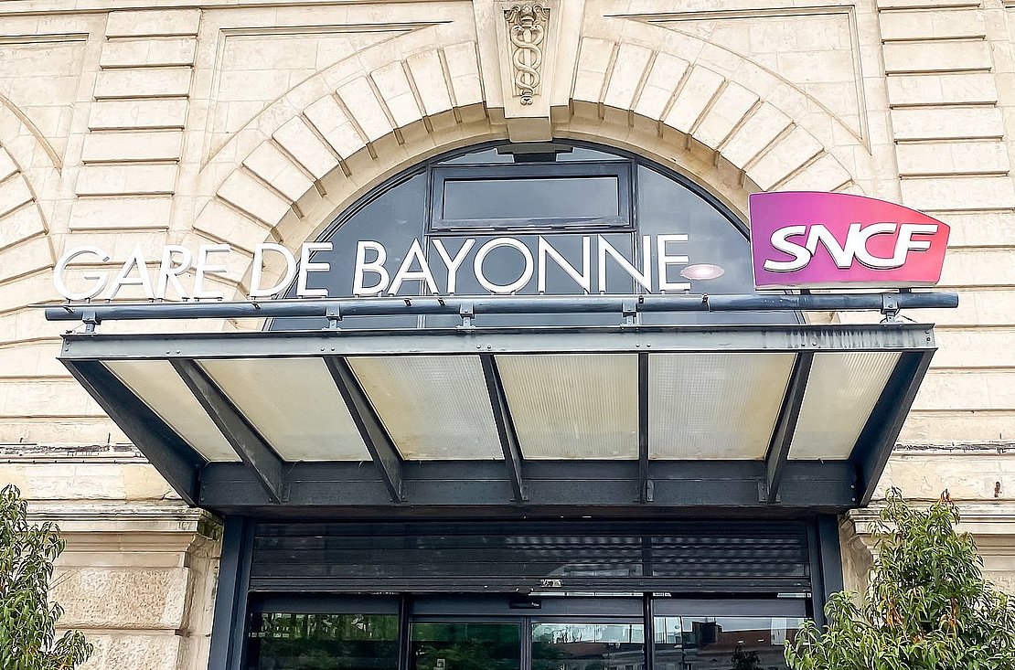 Front view of the railway station of the town of Bayonne in France