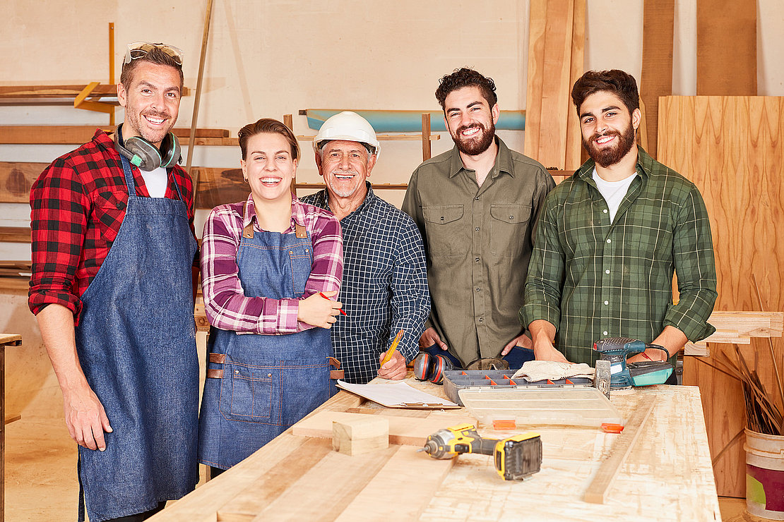 Carpenter team with senior and trainees